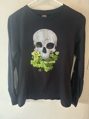 Harley-Davidson Skull And Shamrocks Tee Shirt